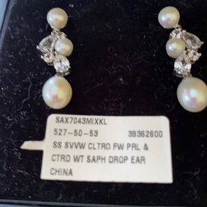 Vera Wang Cultured Pearl & Sapphire Drop Earrings
